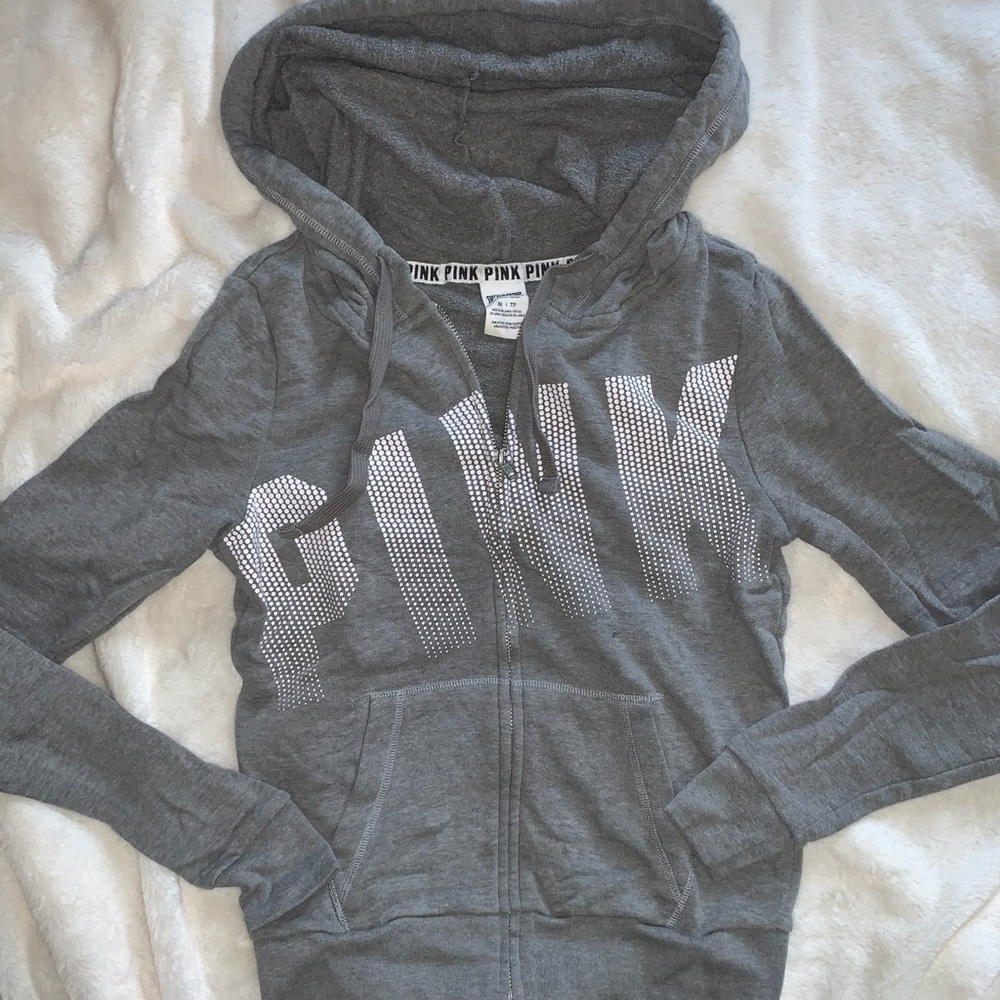 VS PINK Gray Full Zip Hoodie